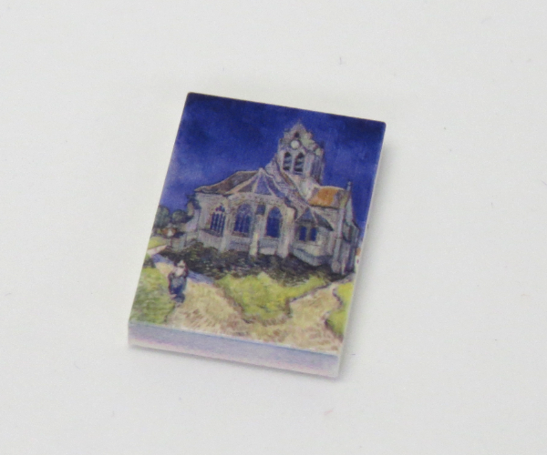 G051 / 2 x 3 - Fliese Gemälde Kirche von Auvers की तस्वीर